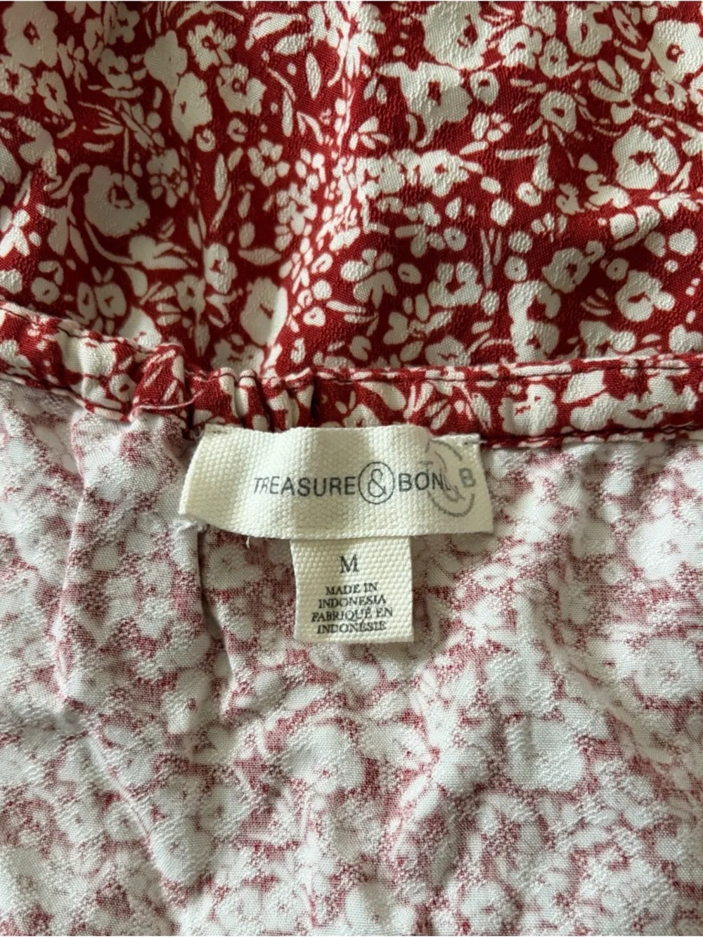 Treasure & Bond Red Floral Tie-Front Blouse - Picture 3 of 3